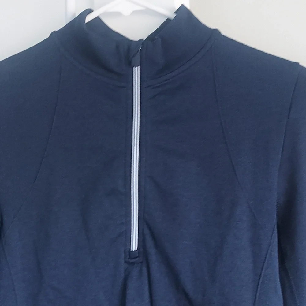 Tory Burch Sport Quarter Zip Navy Pullover Long Sleeve NWOT Active Athletic